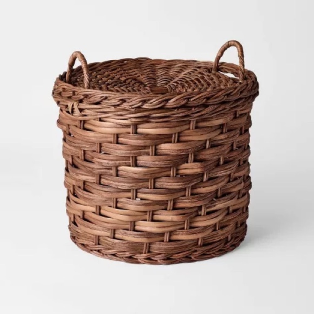 Studio McGee Woven Round Storage Basket in Brown